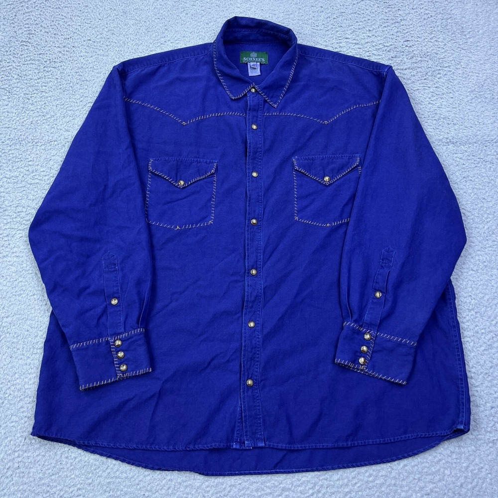 Schnee's Bozeman Montana Western Shirt Men's 2XL Purple Silk Pearl Snap Stitched